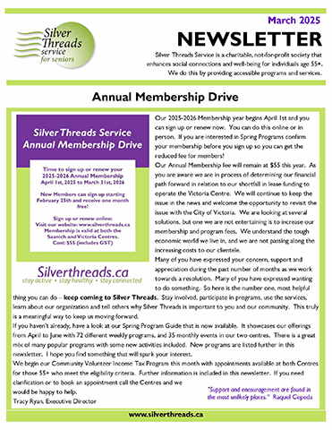 Silver Threads March 2025 Newsletter